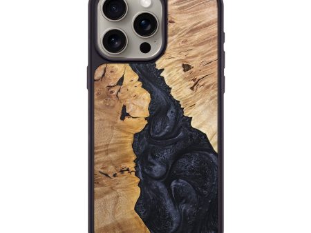 iPhone 15 Pro Max Wood+Resin Phone Case - Silas (Pure Black, 681706) Cheap