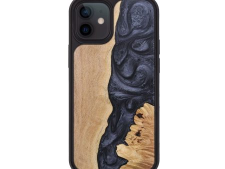 iPhone 12 Wood+Resin Phone Case - Cara (Pure Black, 681712) For Discount