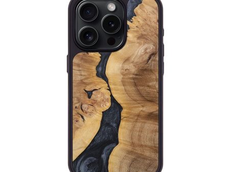 iPhone 15 Pro Wood+Resin Phone Case - Lizbeth (Pure Black, 681698) For Discount