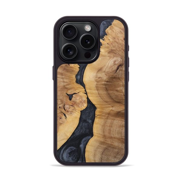 iPhone 15 Pro Wood+Resin Phone Case - Lizbeth (Pure Black, 681698) For Discount