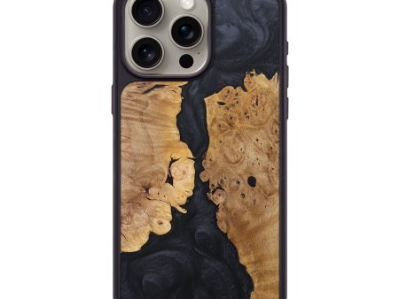 iPhone 15 Pro Max Wood+Resin Phone Case - Mae (Pure Black, 681703) For Sale