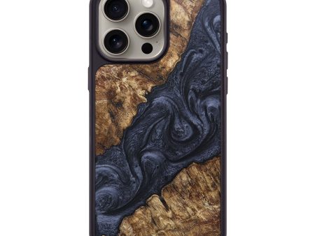 iPhone 15 Pro Max Wood+Resin Phone Case - Geraldine (Pure Black, 681704) For Discount