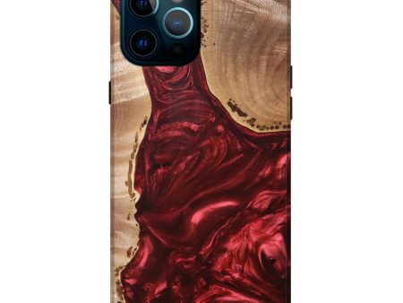 iPhone 12 Pro Max Wood+Resin Live Edge Phone Case - Christopher (Red, 680571) For Cheap