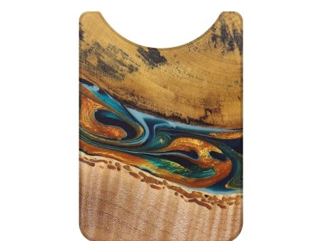 Live Edge Wood+Resin Wallet - Skye (Teal & Gold, 681885) on Sale