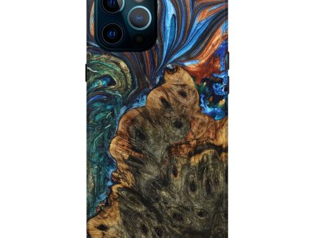 iPhone 12 Pro Max Wood+Resin Live Edge Phone Case - Jodi (Teal & Gold, 680851) Online now