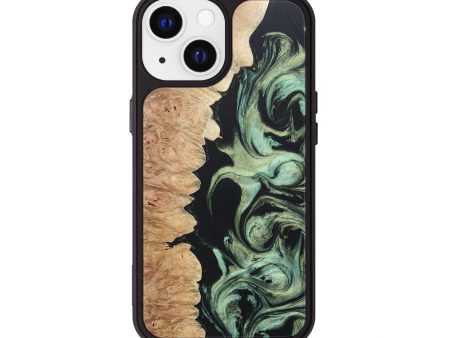 iPhone 13 Wood+Resin Phone Case - Travis (Green, 681108) Sale