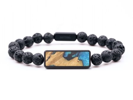 Lava Bead Wood+Resin Bracelet - Benny (Blue, 679846) on Sale