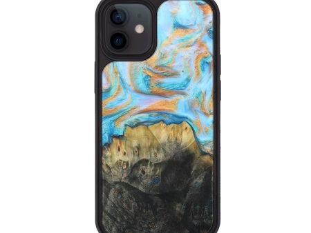 iPhone 12 Wood+Resin Phone Case - Heather (Teal & Gold, 679231) Discount