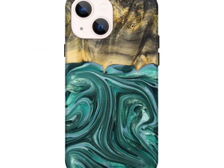 iPhone 13 Wood+Resin Live Edge Phone Case - Summer (Green, 679094) For Discount