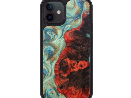 iPhone 12 Wood+Resin Phone Case - Everly (Teal & Gold, 681167) Fashion