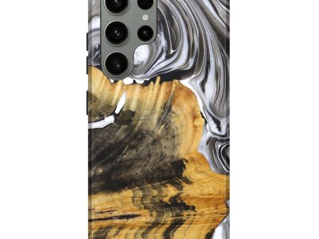 Galaxy S23 Ultra Wood+Resin Live Edge Phone Case - Homer (Black & White, 679102) For Discount