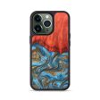 iPhone 13 Pro Wood+Resin Phone Case - Alison (Teal & Gold, 680796) For Sale