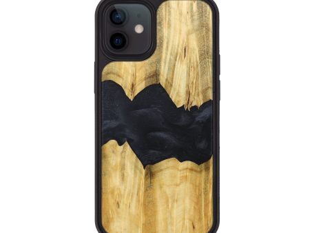 iPhone 12 Wood+Resin Phone Case - Caitlyn (Pure Black, 677871) For Cheap