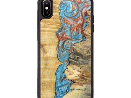 iPhone Xs Max Wood+Resin Phone Case - Ginger (Teal & Gold, 677724) Online