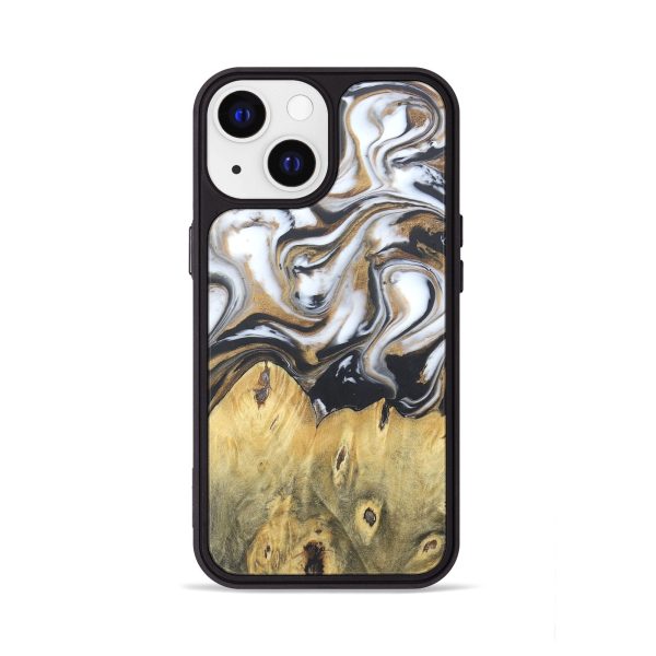 iPhone 13 Wood+Resin Phone Case - Wallace (Black & White, 677949) Sale