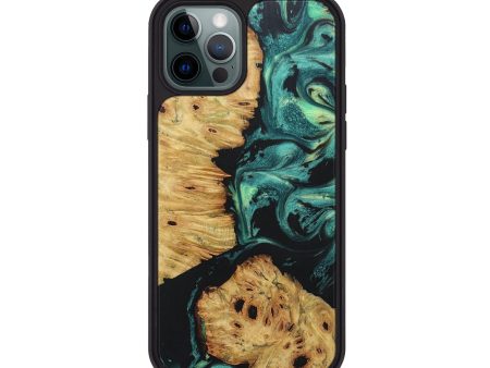 iPhone 12 Pro Wood+Resin Phone Case - Ana (Green, 682679) For Sale