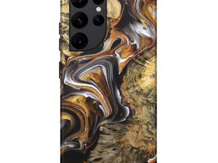 Galaxy S22 Ultra Wood+Resin Live Edge Phone Case - Jarrett (Black & White, 679991) For Cheap