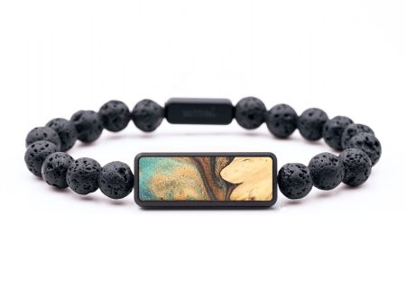 Lava Bead ResinArt Bracelet - Dylan (Teal & Gold, 681979) Hot on Sale