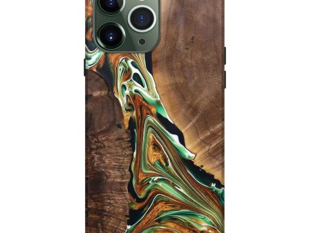 iPhone 13 Pro Max Wood+Resin Live Edge Phone Case - Brianne (Green, 682537) For Discount