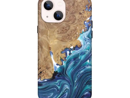 iPhone 14 Wood+Resin Live Edge Phone Case - Nadia (Blue, 682486) Fashion