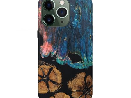 iPhone 13 Pro Wood+Resin Live Edge Phone Case - Lora (Pure Black, 677537) For Discount