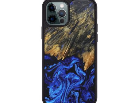 iPhone 12 Pro Wood+Resin Phone Case - Olive (Blue, 679467) For Sale