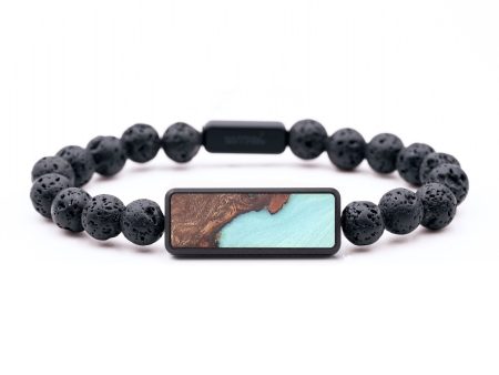 Lava Bead Wood+Resin Bracelet - Bennie (Blue, 679629) Fashion