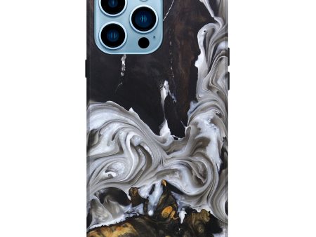 iPhone 14 Pro Max Wood+Resin Live Edge Phone Case - Cecelia (Black & White, 678190) Sale