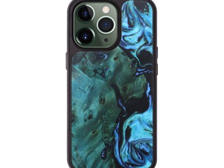 iPhone 13 Pro Wood+Resin Phone Case - Myra (Blue, 677924) For Sale