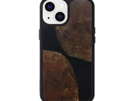 iPhone 13 Wood+Resin Phone Case - Iker (Pure Black, 680487) For Sale