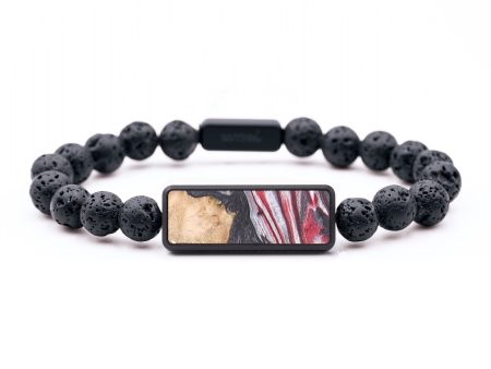 Lava Bead Wood+Resin Bracelet - Bernice (Red, 679680) Online now