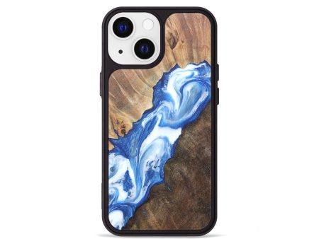 iPhone 13 mini Wood+Resin Phone Case - Ginger (Blue, 682084) Online Sale