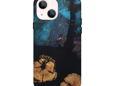 iPhone 14 Wood+Resin Live Edge Phone Case - Tyra (Pure Black, 677538) Cheap