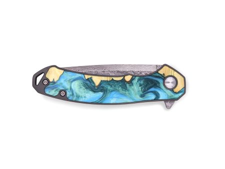 EDC Wood+Resin Pocket Knife - Tabatha (Blue, 679544) Hot on Sale