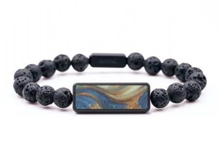 Lava Bead ResinArt Bracelet - Emery (Teal & Gold, 679658) Supply