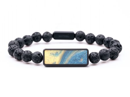 Lava Bead ResinArt Bracelet - Caitlin (Teal & Gold, 682144) Fashion