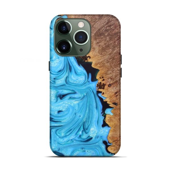 iPhone 13 Pro Wood+Resin Live Edge Phone Case - Dustin (Blue, 679391) For Cheap