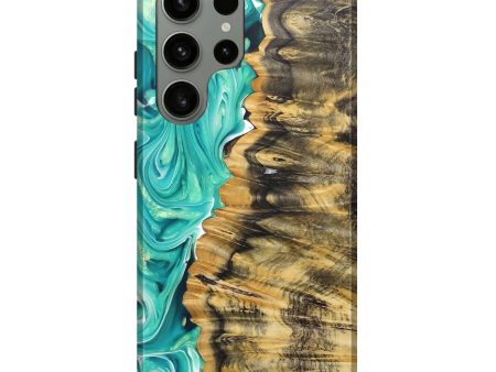 Galaxy S23 Ultra Wood+Resin Live Edge Phone Case - Jan (Green, 679093) Discount