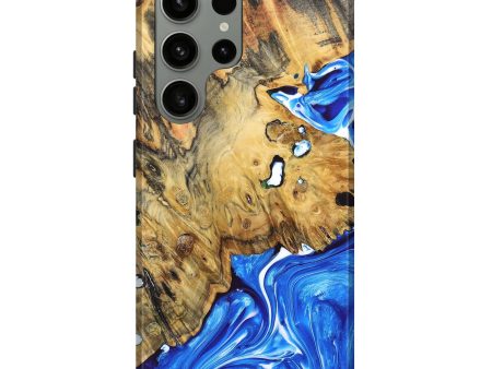 Galaxy S23 Ultra Wood+Resin Live Edge Phone Case - Anahi (Blue, 680957) Supply