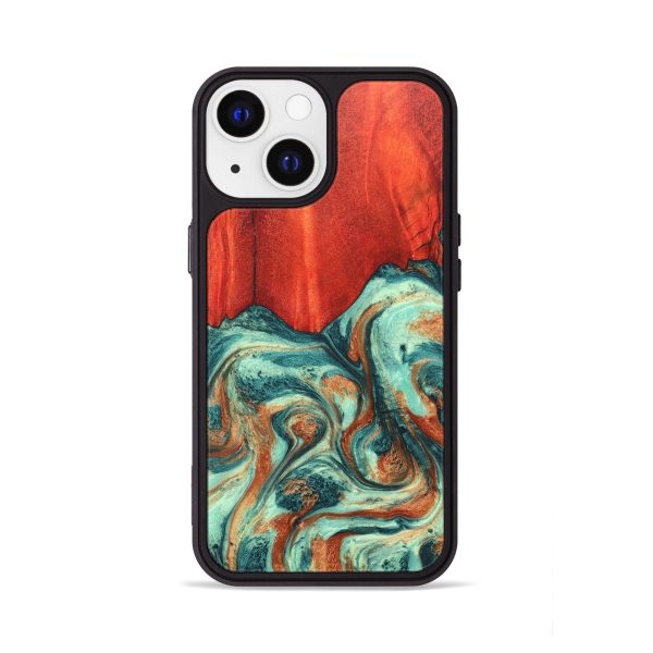 iPhone 13 Wood+Resin Phone Case - Hattie (Green, 678383) on Sale