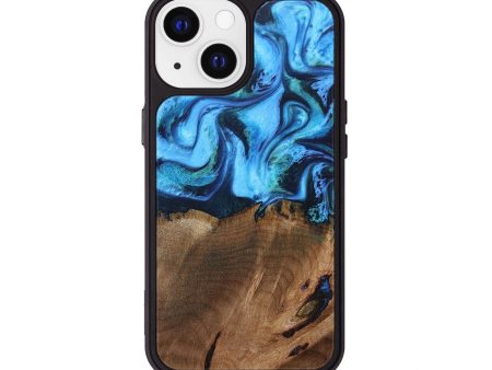 iPhone 13 Wood+Resin Phone Case - Amina (Blue, 682741) Sale