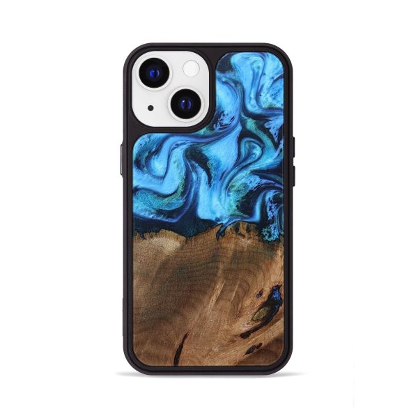 iPhone 13 Wood+Resin Phone Case - Amina (Blue, 682741) Sale