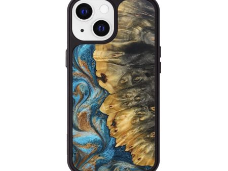 iPhone 13 Wood+Resin Phone Case - Ximena (Teal & Gold, 678416) Online now