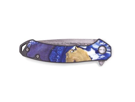 EDC Wood+Resin Pocket Knife - Sheree (Blue, 678918) For Sale