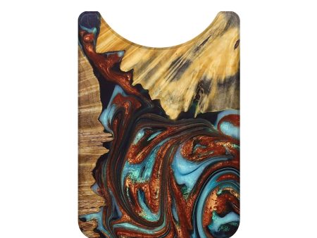 Live Edge Wood+Resin Wallet - Alexia (Teal & Gold, 679084) Online Sale