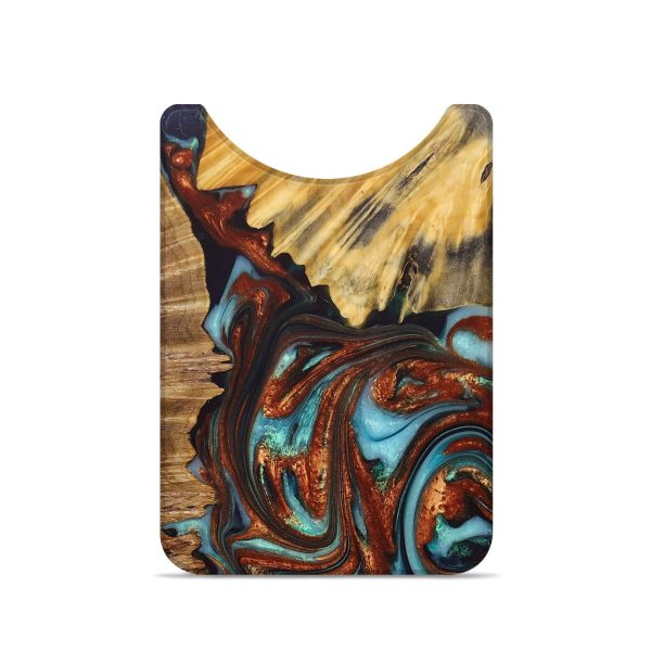 Live Edge Wood+Resin Wallet - Alexia (Teal & Gold, 679084) Online Sale