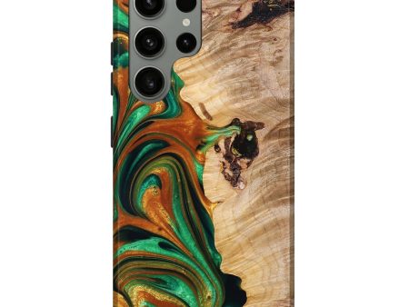 Galaxy S23 Ultra Wood+Resin Live Edge Phone Case - Edward (Green, 681246) For Discount