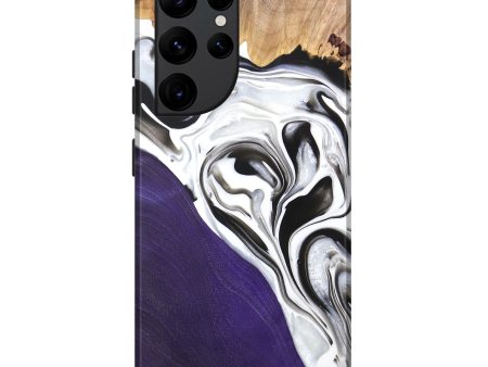 Galaxy S22 Ultra Wood+Resin Live Edge Phone Case - Roger (Black & White, 682506) Online Hot Sale