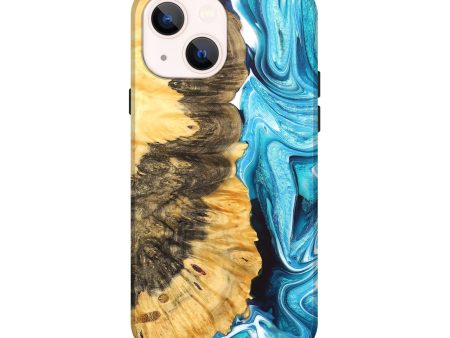 iPhone 14 Wood+Resin Live Edge Phone Case - Ana (Blue, 678199) For Sale