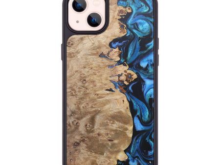 iPhone 14 Plus Wood+Resin Phone Case - Hilary (Blue, 679365) Discount